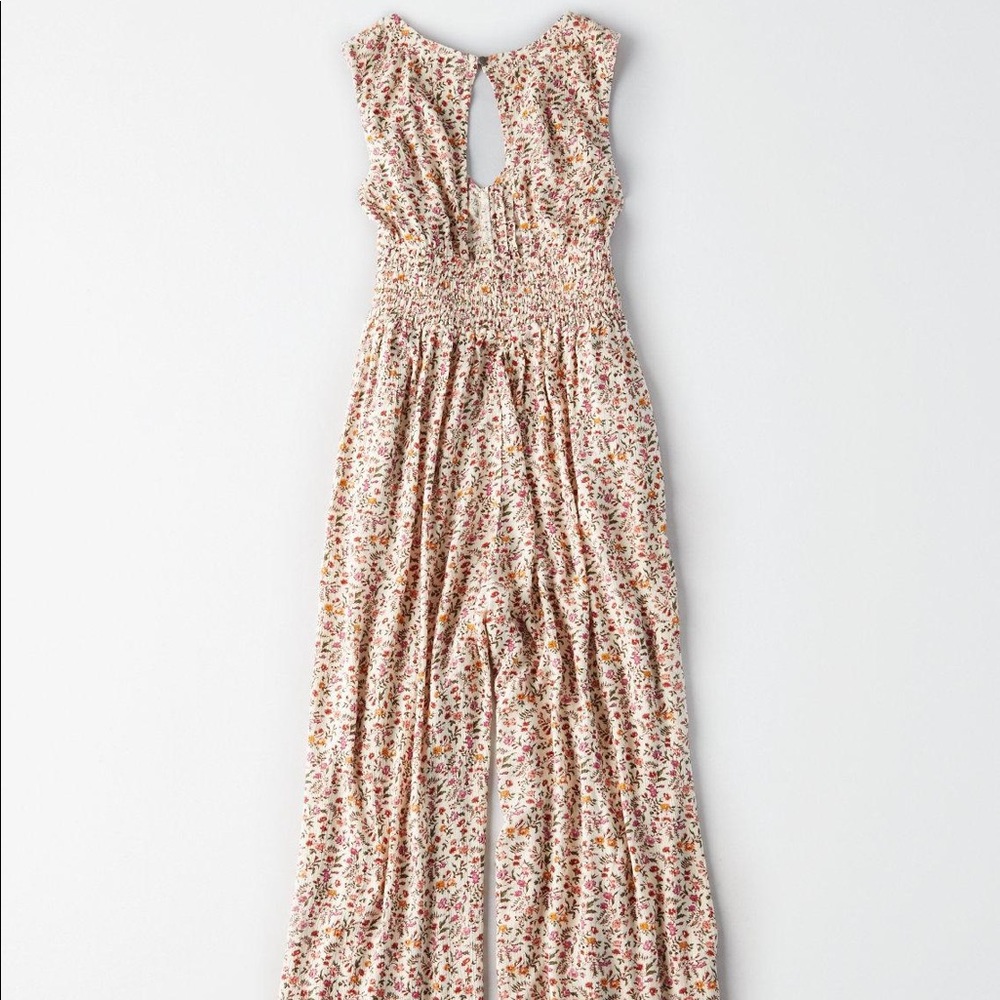 American Eagle Smocked Floral Jumpsuit